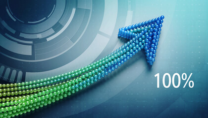 Wskaźnik w postaci trójwymiarowej strzałki kreślącej trend wzrostowy.