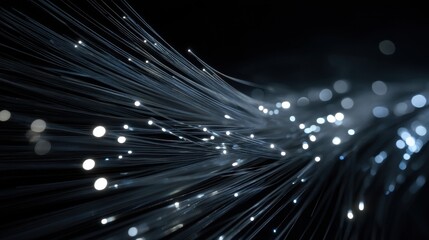 A long, thin, black wire with many small, bright lights on it. The wire is almost invisible, and the lights are scattered all over it. The image gives off a feeling of mystery and wonder