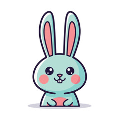 Cute cartoon rabbit with big eyes and long ears