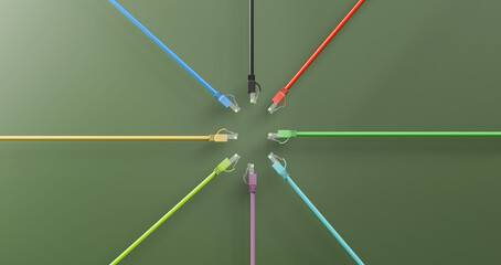 Network equipment. Wires connect equipment. Network hardware. Equipment for system administrator. Structured cabling systems