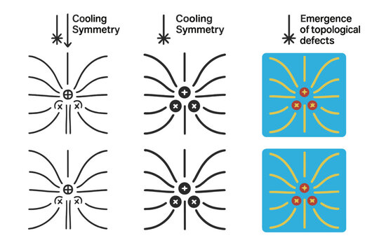 Phase Transition Diagram. Diagram of phase transition field showing emergence of topological defects from cooling symmetry,