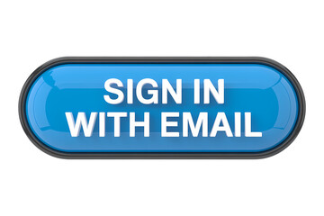 3d icon sign in button on a blue glossy surface . Isolated on transparent background, png