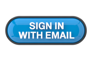 3d icon sign in button on a blue glossy surface . Isolated on transparent background, png