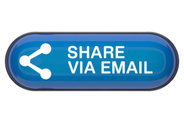 3d icon Blue Share Via Email button design . Isolated on transparent background, png