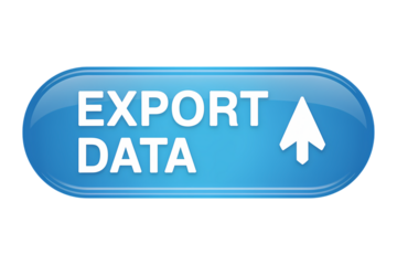 3d icon Export Data Button: A Blue and white button.  . Isolated on transparent background, png