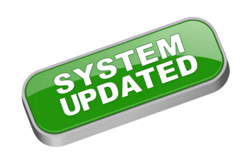 3d icon System updated icon on the green button, indicating status, and progress  . Isolated on transparent background, png