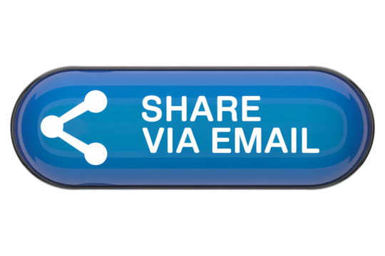 3d icon Blue Share Via Email button design . Isolated on transparent background, png - Powered by Adobe