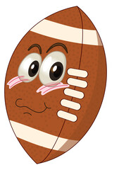 Cute cartoon American football characters with different facial expressions, mascot style sports illustration, playful design isolated on transparent background.
