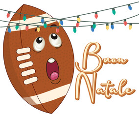 Cartoon American football characters with romantic and Christmas elements, cute and emotional sports illustrations for holidays and love themes.