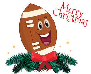 Cartoon American football characters and Christmas elements, cute and emotional sports illustrations for holidays and love themes.