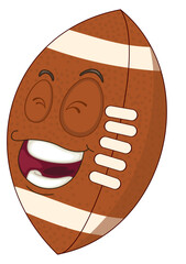 Cute cartoon American football characters with different facial expressions, mascot style sports illustration, playful design isolated on transparent background.