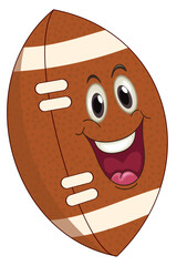 Cute cartoon American football characters with different facial expressions, mascot style sports illustration, playful design isolated on transparent background.