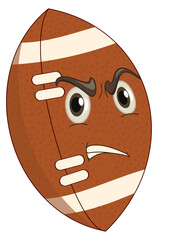 Cute cartoon American football characters with different facial expressions, mascot style sports illustration, playful design isolated on transparent background.