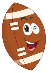 Cute cartoon American football characters with different facial expressions, mascot style sports illustration, playful design isolated on transparent background.