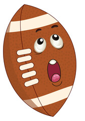 Cute cartoon American football characters with different facial expressions, mascot style sports illustration, playful design isolated on transparent background.