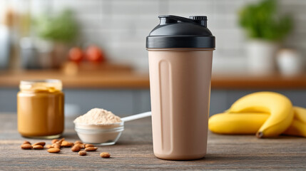 Protein shake for fitness enthusiasts: post workout nutrition drink concept