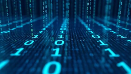 Digital stream of binary code data flow with technology and network concept - Powered by Adobe