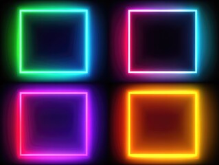 Multicolored Neon Signs on Black Background