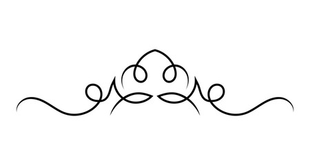 Elegant black flourish ornament on a white background, decorative element