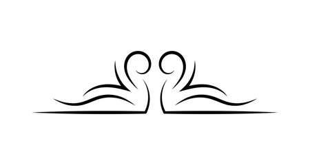 Elegant black flourish design element with symmetrical curves and flowing lines
