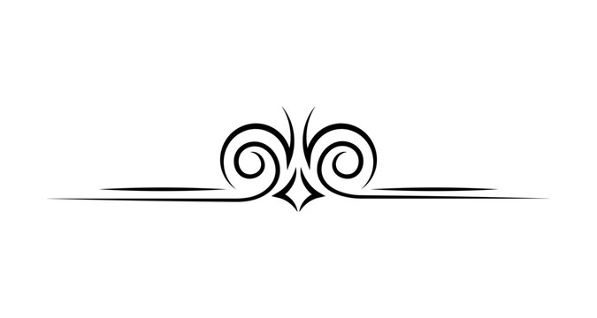 Elegant black ornamental flourish divider with swirls and diamond shape