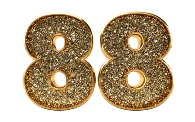 Premium gold countdown digits with sparkling glitter illuminated under studio lighting for modern celebration styling isolated on transparent background PNG