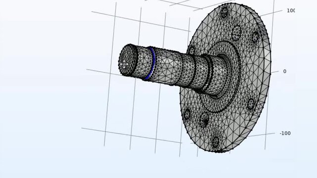 Video animation of computer 
technic 3d modeling of mechanical part with rotation.
Steel worm shaft with round cover of electrical reducer. Technology cad analysis of machine building industry.