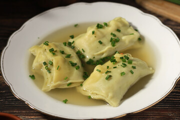 German Swabian dish - Maultaschen in broth	