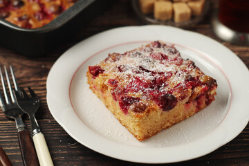 A cranberry pie, freshly backed and ready to be served