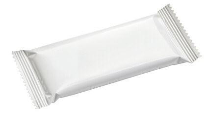 Sealed White Snack Bar Wrapper with Crimped Edges for Food Packaging and Product Mockup Design Transparent PNG