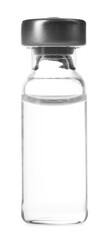 Vaccine in glass vial isolated on white