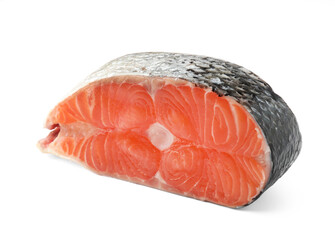 Piece of salmon fillet isolated on white