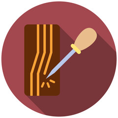Awl Punch Rounded Flat Color Icon, Mini Illustration Relate To Carpentry, Wood Industry. Use For Modern Concept, Ui, Ux Web And App Development.