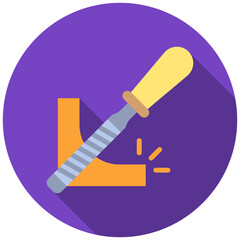 Rasp Rounded Flat Color Icon, Mini Illustration Relate To Carpentry, Wood Industry. Use For Modern Concept, Ui, Ux Web And App Development.