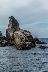 Amasra, a tourist town, has a rock formation on the Black Sea coast...