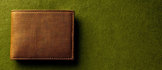 Fototapeta premium Brown leather wallet on green background