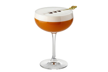 Classic Whiskey Sour cocktail in a coupe glass with egg white foam and bitters