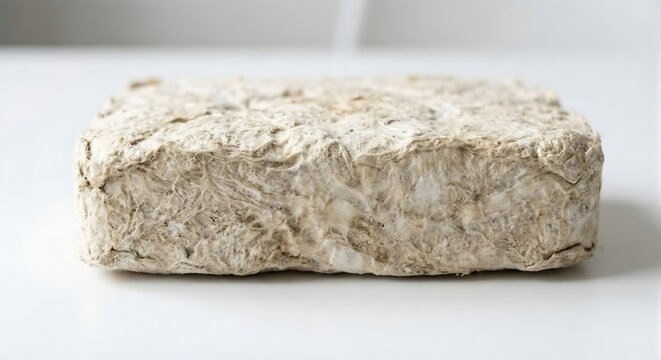 Rectangular block of dried mycelium mushroom composite packaging material