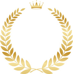 Golden laurel wreath frame with crown award emblem
