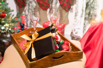 Arranged festive items for joyful holiday celebration display