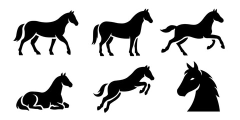 horse silhouette set. horse icon