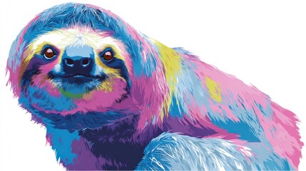 Naklejka premium Colorful sloth illustration on white background for commercial design