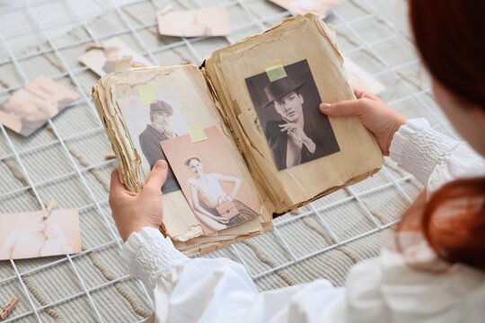Woman making family tree at home
