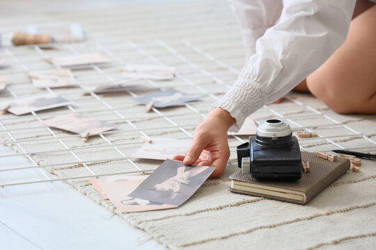 Woman making family tree at home