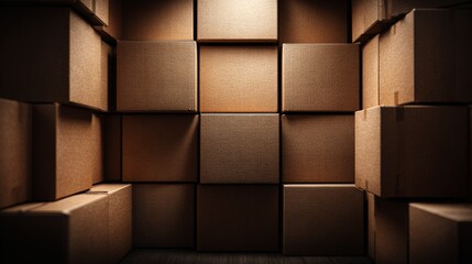 Cardboard Boxes Stacked in a Warehouse Environment