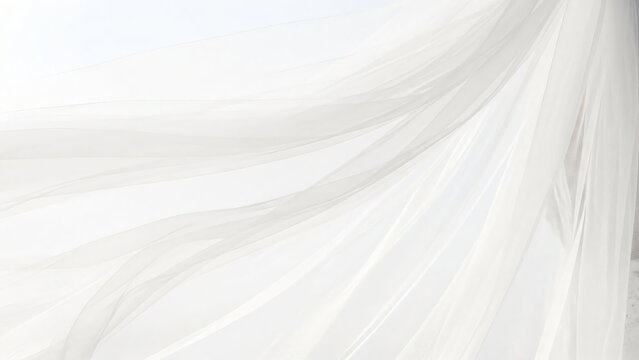 White fabric flowing on a light background. Abstract texture motion for textile design and ethereal concepts. Cloud Dancer Color of the Year 2026