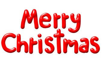 Merry Christmas red glossy balloon text typography illustration with shiny 3d letters isolated for festive greeting cards, holiday posters and seasonal design projects