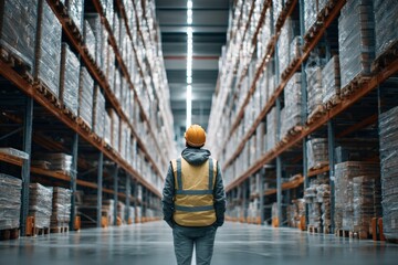 Warehouse Worker in Large Storage Facility