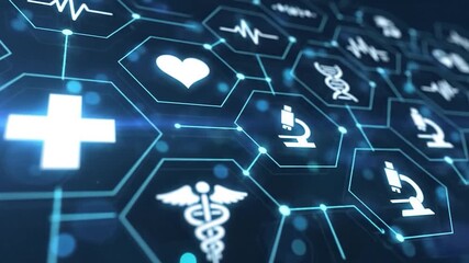 Digital healthcare network with medical icons and data connections technology concept - Powered by Adobe