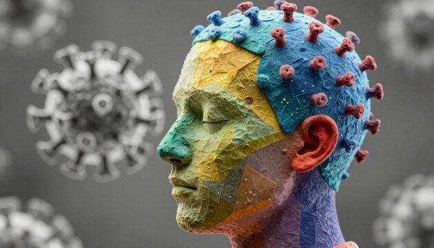 Vibrant Abstract Pandemic Sculpture - Powered by Adobe